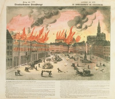 Bombardeo de Estrasburgo, 24-27 de agosto de 1870, tropas de Baden dirigidas por el General von Werder, publicado por Ch. Kreyder, Estrasburgo, 1870 de E. Oberthur